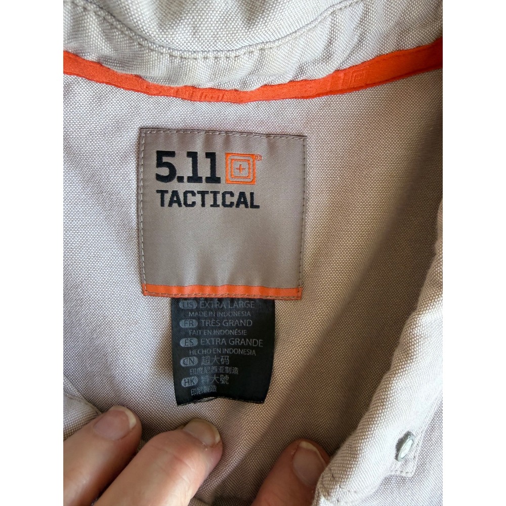 5.11 Tactical Mens XL Khaki Tan Short Sleeve Button Down Utility Work Shirt - Picture 4 of 7